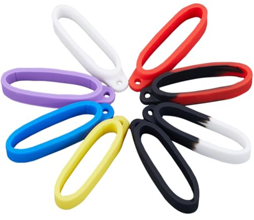 GORGECRAFT 32 pièce de Support D'Anneaux en Caoutchouc de Silicone Anti-Perte 8 Couleurs 40mm de Diamètre Étuis Réglables Polyvalents Collier Cordon Bandes de Remplacement Pendentif, Kit de Transport