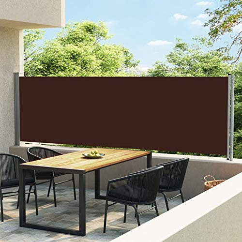 ARKEM Toldo Lateral retráctil para Patio marrón 140x600 cm Toldo Corredero Pergolas Impermeables Exterior