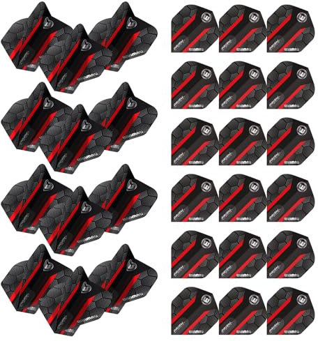 WINMAU Prism Alpha Black & Red Hexagon Extra Thick Dart Flights, 10 Sets pro Packung (30 Dart-Flights insgesamt)
