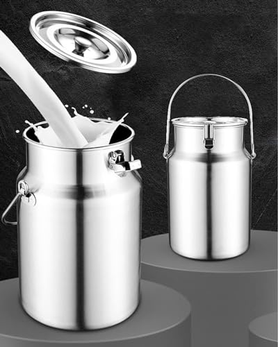 Bidon À Lait en Acier Inoxydable,pichet Lait INOX, Pichet À Eau, Fûts De Transport De Vin avec Couvercle Scellé Et Robinet pour Récipient De Stockage De Liquide-5L