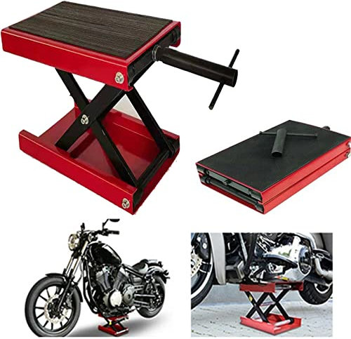 AAKSUS Motorradheber 1100lb/500kg, Scherenhebebühne mit Rutschfester Gummioberfläche, Motorrad-Mittelscherenhebebühne, Motorrad-Scherenständer für Motorräder zu Hause im Freien, Rot + Schwarz