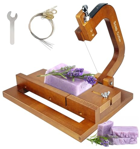 Kivvlbzeq Handmade Oak Wooden Soap Cutter with Wire Slicer - Perfect for Soap, Cheese, Butter, and Candles