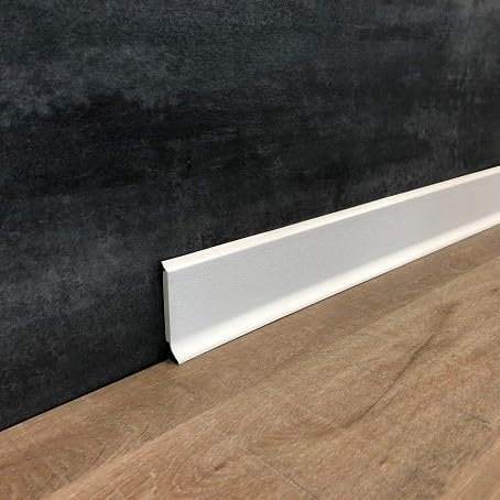 Sockelleiste Kunststoff 12.8 x 60 x 2500 mm PVC Hartschaum Weißgrau zum Kleben, Clipsen, Schrauben & Nageln Fußleiste Durchgefärbte Weichlippe by PROVISTON 25 Meter | 10 Stück