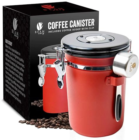 MOVASEE Barattolo Ermetico per Caffè con Datario e Valvola di CO2, Contenitore Sottovuoto da 650 ml in Acciaio Inox, Decorativo per Tè, Zucchero