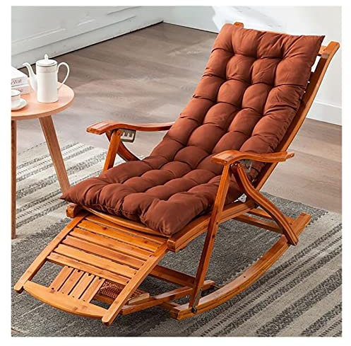 Verstellbarer Liegestuhl, Liegestuhl für die Terrasse mit Armlehne, Fußmassagekissen, faltbare Schaukelstühle aus Holz, Sonnenliegen für Erwachsene und ältere Menschen (Farbe: ohne Polster) (mit Pols
