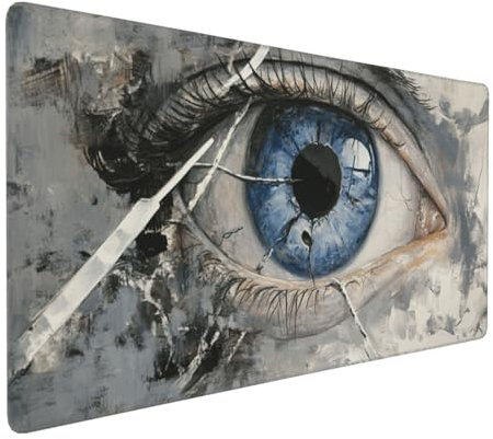 Gaming Mauspad XXL grau Mousepad 800x400x4mm Auge Verlängertes Mauspad Schreibtischauflage,Genähte Kanten Mauspad,Verbessert Präzision und Geschwindigkeit Wasserdicht Geeignet für Büro und Spiele