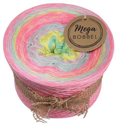MegaBobbel*Süßer Strudel*A413* (Außenfarbe: Candy+Rosa) Farbverlaufsgarn - Lace Garn Bobbel Wolle zum Häkeln & Stricken (4 fädig, 1000m)