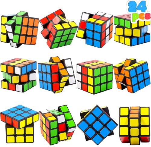 24 Stück Speed Cubes Bulk, 5,3 cm 3x3x3 Glatte Zauberwürfel mit Knalligen Farben, Schnelle Puzzle Würfel für Kinder, Klassenraum Preise, Geburtstagsgeschenke, Weihnachtsfüller