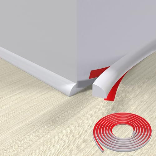 Lifuncren Flexible Zierleiste Selbstklebend TPE 5 M Deckenleisten Selbstklebend Wandleisten Viertelstab Dreieck Zierleiste Wandübergang Zierleisten Wand für Wandkanten Fliesenkanten Boden (Weiß)