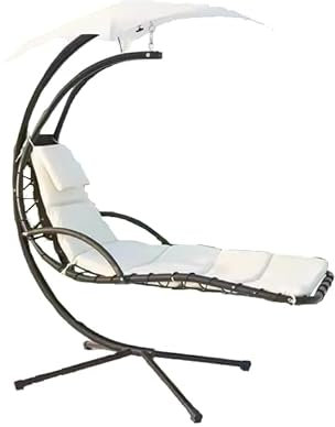 Amaca Sospesa Dondolo Da Giardino con Struttura in Acciaio e Cuscini Beige