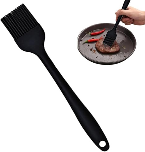 Pennello da pasticceria in silicone, per barbecue, resistente al calore, con setole flessibili, manico antiscivolo, rivestimento uniforme per salse, per cuocere, arrostire, grigliare, barbecue