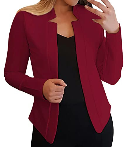 Generico Donna Giacca da Abito Blazer, Blazer da Donna Elegante Giacca da Abito Aperta sul Davanti Giacca con Bavero da Ufficio Giacca Lunghe Casual Oversize Tailleur Donna Eleganti Cerimonia
