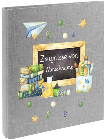 Personalisierte Zeugnismappe Ordner A4 für Zeugnisse – mit Wunschname & Schul-Motiv – Geschenk zur Einschulung, Schulabschluss oder erstem Zeugnis