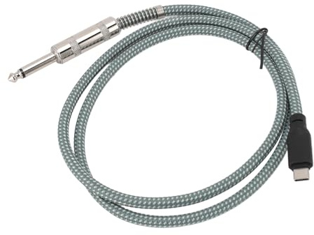Lazmin112 1/4 Pouces au Câble USB -C, Bougie Dorée Insérée, la Stéréo Filaire tissé 6,35 Mm pour Taper C Câble Enregistrement du Hifi pour la Guitare pour le Téléphone (1m / 3,3 pieds)