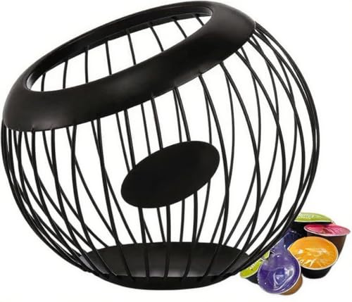 Zbozzba Portacapsule da caffè in metallo, Portacapsule, Portacialde da caffè, Organizer per cialde da di grande capacità per bancone e cucina - Nero