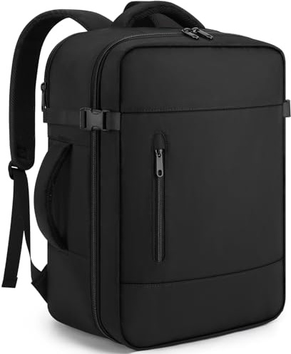 ZOMFELT Mochila Viaje Cabina Avion 40x30x20, Mochila 40x30x20 para Portátil 15,6, Mochila Viaje Antipioggia Equipaje de Mano Compatible con Ryanair, Wizz Air, EasyJet 24L, Negro