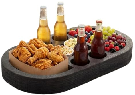 Flytande dryckeshållare för pool | bärbar 21,5 x 12 med fack | Flytande pool drinkhållare | för drycker, snacks, frukt, badtunna, vattenfest,