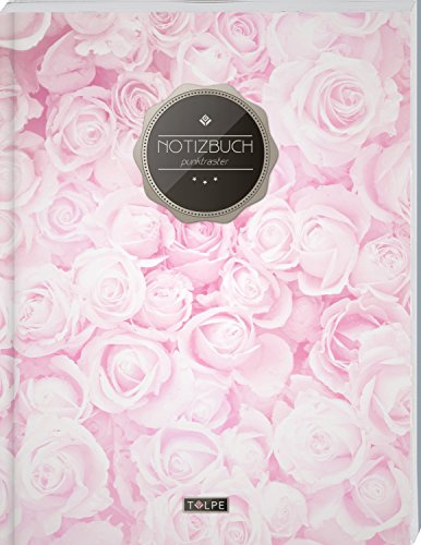 TULPE Punktraster Notizbuch A4 „C125 Rosenbusch“ (140+ Seiten, Vintage Softcover, Punktkariertes Papier - Bullet Journal, Dickes Notizheft, Skizzenbuch, Tagebuch, Gepunktete Seiten, Dot Grid Notebook)
