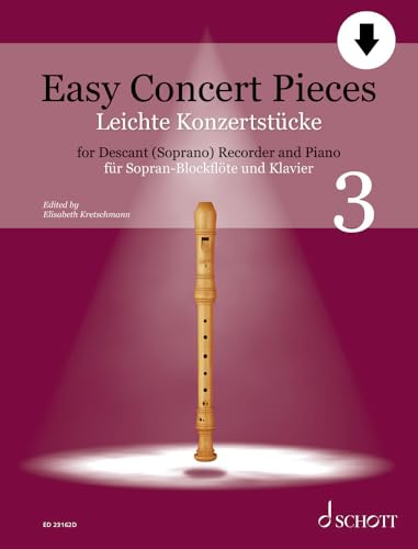 Leichte Konzertstücke: 21 Stücke aus 5 Jahrhunderten. Band 3. Sopran-Blockflöte und Klavier. (Easy Concert Pieces, Band 3)
