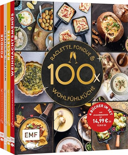 Raclette, Fondue und Wohlfühlküche – 100 Winter-Rezepte: 4 Bücher im Set | Koch dich glücklich mit Soulfood und mehr