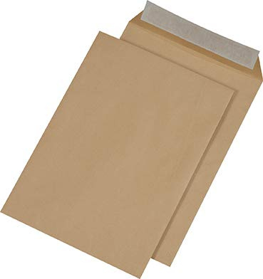 500 Versandtaschen, haftklebend, DIN C4, 229 x 324 mm, 90 g, ohne Fenster braun dimapax