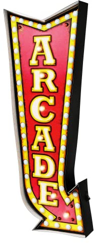 Leuchtschild Retro-Schild Wandschild im Vintage-Stil LED Schild Dekoschild Zubehör für Wohnkultur 50er Jahre Haus Dekoration Retro Leuchtkasten Metallhandwerk Arcade – 69x25x5 cm