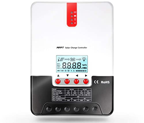 SolaMr 30A MPPT Régulateur de Charge Solaire 12V/24V Contrôleur de Charge de Solaire avec Écran LCD avec 12V/24V Identification Automatique de la Tension du Système - ML2430A