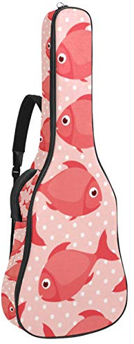 Gitarrentasche mit Reißverschluss, wasserdicht, weich, für Bassgitarre, Akustik- und klassische Folk-Gitarre, Pink Fish