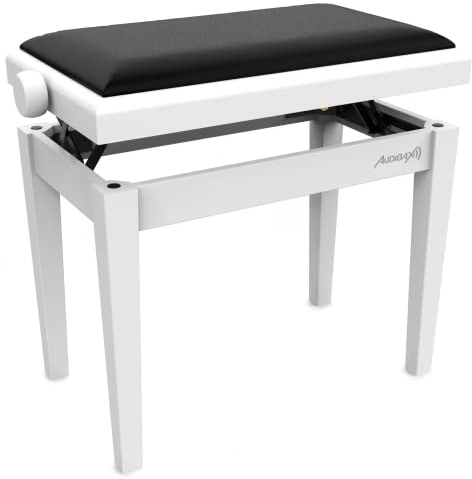 Audibax KB600 White Banco para Piano Teclado Ajustable Regulable. Acolchado