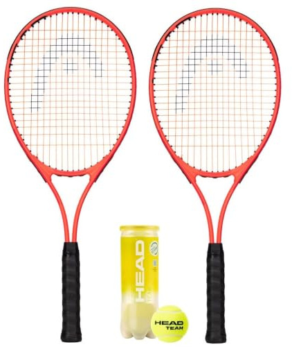 HEAD Radical Adult Tennis Rackets Set of 2 with Protective Covers and 3 Tennis Balls