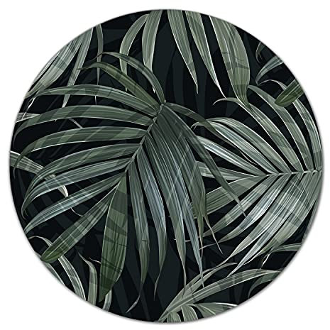 Coloray Glass Chopping Board Cutting Board ⌀ 15.8 inch/fi 40cm Splashback for Kitchen Tempered Safety Glass Worktop Saver Protection - Dark Monstera Black Leaf