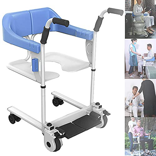 ZXLZM 360 ° Radlift Patienten,Rollstuhllifte FüR Zuhause,Tragbare Pflegebedarf,Duschstuhl Mit RäDern,ToilettenstüHle,Maximale Belastung 265 Lb,ComfortEdition-Lightblue