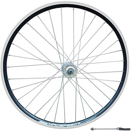 Madspeed7 QR 700c 28 (ETRTO 622x19) Hybrid Bike FRONT Wheel - Rim & Disc Brake Compatible - Sealed Bearings Hub 9x100mm QR (Very Smooth Hub) – Double Wall Rim – 32x Silver Spokes