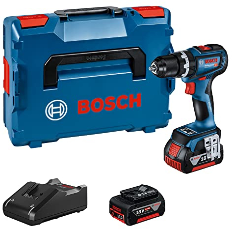 Bosch Professional 18V System Akku Schlagbohrmaschine GSB 18V-90 C (inkl. 2x Akkus 5.0Ah, Schnellladegerät GAL 18V-40, L-BOXX)