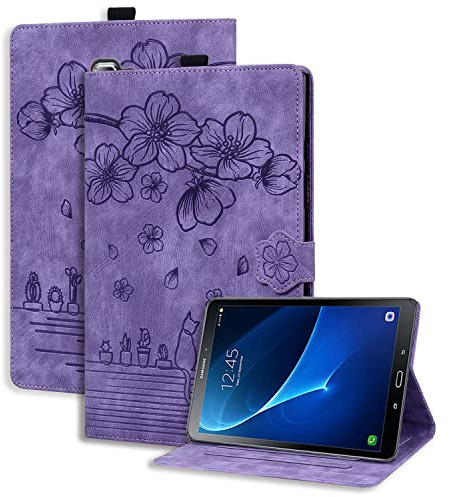 Succtopy Hülle für Samsung Galaxy Tab A6 2016 10.1 Zoll Folio Flip PU Leder Schutzhülle Galaxy Tab A 2016 Stifthalter Stand Wallet Cover Case Tablet Hülle Galaxy Tab A6 SM-T580/SM-T585 Violett