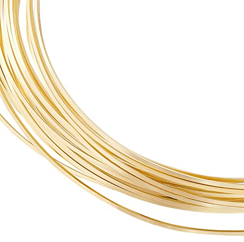 BENECREAT 5 m äkta 14 K guldpläterad fyrkantig mässingstråd, ljusguld, mjuk smycketråd för halsband, armband och andra handgjorda projekt