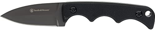 Smith & Wesson H.R.T Spear Point Neck Knife, 14 cm. Gesamtlänge mit 5,08 c. Klingenlänge und abreißbarem Trageband