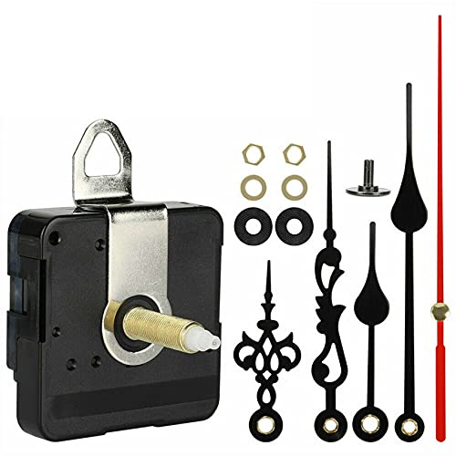 SHAPOKY Mecanismo de movimiento de cuarzo de 31 mm de eje largo, mecanismo de movimiento de reloj de cuarzo para pared, herramienta de reparación de piezas de repuesto , rojo & negro