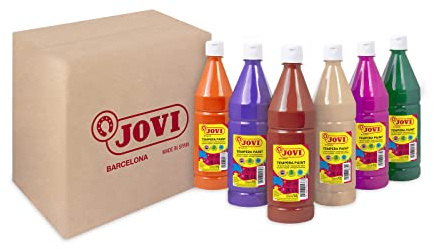 Jovi - Témpera líquida, Estuche 6 botes de 1L, Colores Secundarios, escolar