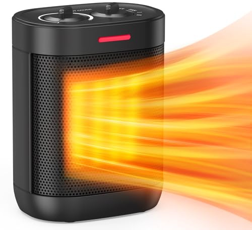 1000W Space Heater, Small Ceramic Space Heater with Thermostat, Mini Portable Electric Heater with Fast Safety Heat, Multiple Protection for Home Office Desk