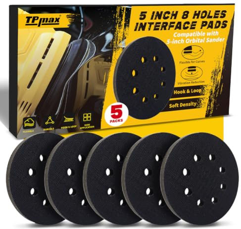 5 Pack 125 mm 8 Holes Soft Density Interface Pads 5 inch 125mm Hook and Loop Sponge Cushion Buffering Backing Pads