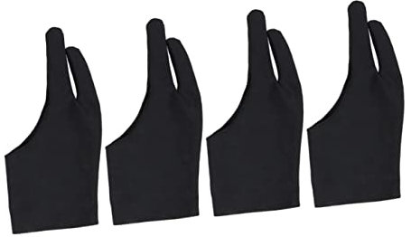 OSALADI 4 Pcs Drawing Glove for Sketching Tablet Spandex Two Finger Gloves Anti-sweat Reduces Friction Large Size Black Comfortable for Painting and Sketch