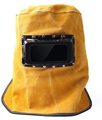 Echtfarben-Schweißmaske, Schweißermaske, Leder-Schweißschürze, Leder-Schweißhelm, automatisch verdunkelnde Filterlinse, Gesichtsmaske, atmungsaktiv, Schweißer-Sicherheitsschutz, Haubenhelm, Schweißsch