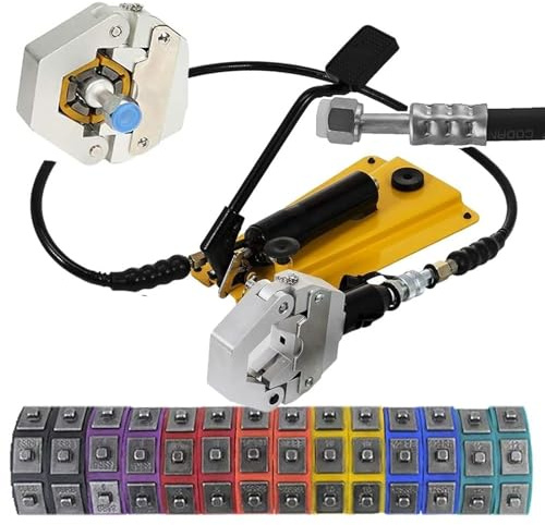PODEC Crimpatrice per Tubi CA per Riparazione Aria Condizionata, Strumento per Crimpare Tubi Idraulici CA Portatile, Kit per Crimpare Tubi CA con 7 Stampi, per Crimpatrice per Tubi A/C per Automobili