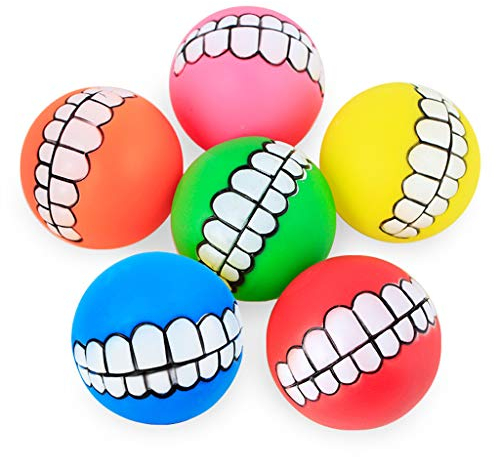 Mumuve Hundespielzeug, Ball, helle Farbe, Kauspielzeug, weiches Quietsch-Silikon, für kleine Hunde, Welpen, interaktiv, für Spieltraining, Hundespielzeug