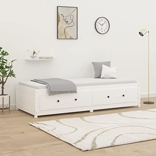 LAPOOH Tagesbett Weiß 90x200 cm Massivholz Kiefer, Schlafsofa, Daybed, Bettsofa, Sofa Bed, Sofabett, Schlafcouch, Jugendbett, Bettgestell, Bettcouch - 821590