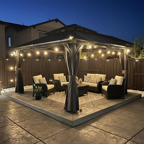 PURPLE LEAF Tonnelle de Jardin Extérieur 4,25 x 3,65 m avec LED Gris Alu