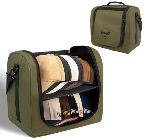 SCAVATA Large Hat Bag for Baseball Caps, Hat Organizer Bag for Traveling & Storing Snapback Cap, Portable Hat Carrier Holder Case for 20-24 Caps (Armygreen)