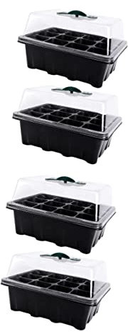 BCOATH 2 Set di Vassoi per Germinazione con Coperchio Kit per Germinazione Forniture per Piantagione Nere Produttore di Giardinaggio 2 Pezzi*2