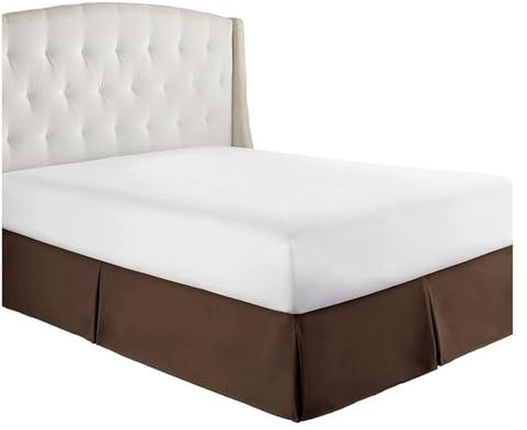 VONCYKI Cache-sommier plissé doux et confortable avec tissu infroissable et résistant à la décoloration – Literie de 38,1 cm de haut (sans plateforme) (marron, 160 x 200 x 35 cm)